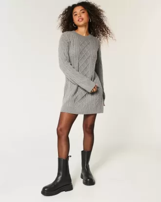 Rochie de pulover oversize din tricot cu cablu