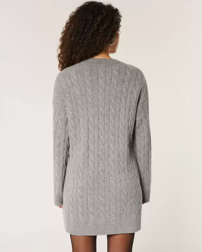Rochie de pulover oversize din tricot cu cablu Rochie de pulover oversize din tricot cu cablu