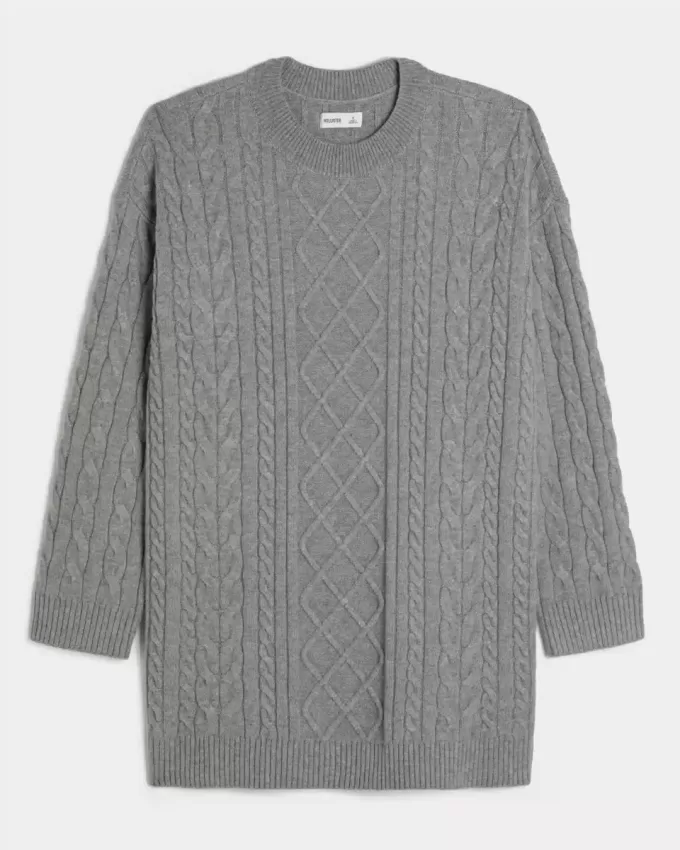 Rochie de pulover oversize din tricot cu cablu Rochie de pulover oversize din tricot cu cablu