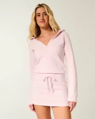 Rochie din lână cu mânecă lungă cu glugă