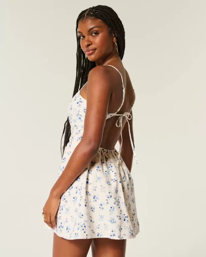 Rochie fustei cu spatele deschis din amestec de in Rochie fustei cu spatele deschis din amestec de in
