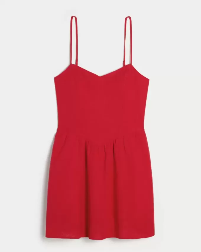 Rochie fustei cu spatele deschis din amestec de in Rochie fustei cu spatele deschis din amestec de in