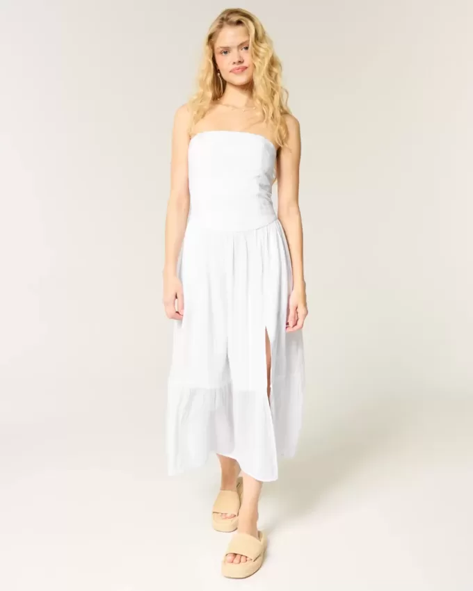 Rochie maxi brodata fara bretele Rochie maxi brodata fara bretele
