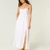 Rochie maxi cu bust rasucit fara bretele Rochie maxi cu bust rasucit fara bretele