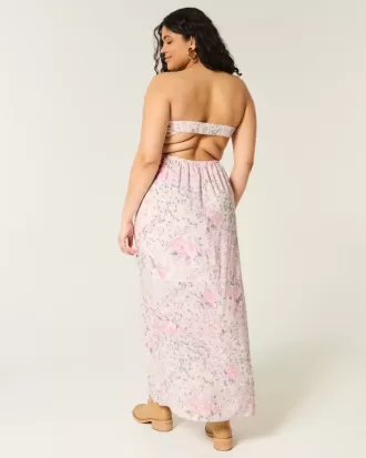 Rochie maxi cu bust rasucit fara bretele