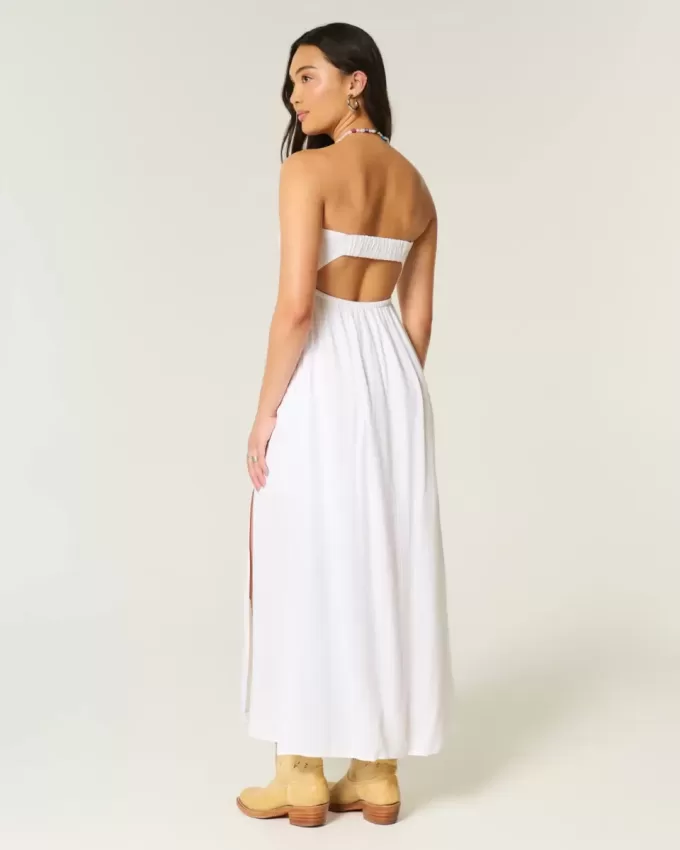 Rochie maxi cu bust rasucit fara bretele Rochie maxi cu bust rasucit fara bretele