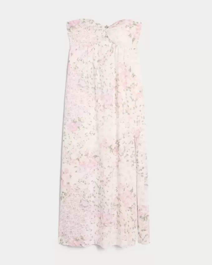 Rochie maxi cu bust rasucit fara bretele Rochie maxi cu bust rasucit fara bretele