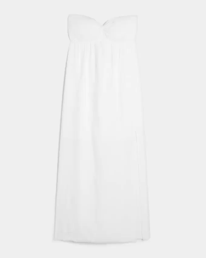 Rochie maxi cu bust rasucit fara bretele Rochie maxi cu bust rasucit fara bretele