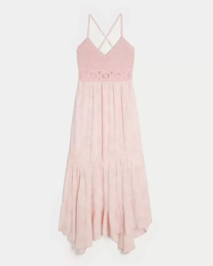 Rochie maxi cu decolteu în V, în stil croșetat Rochie maxi cu decolteu în V, în stil croșetat