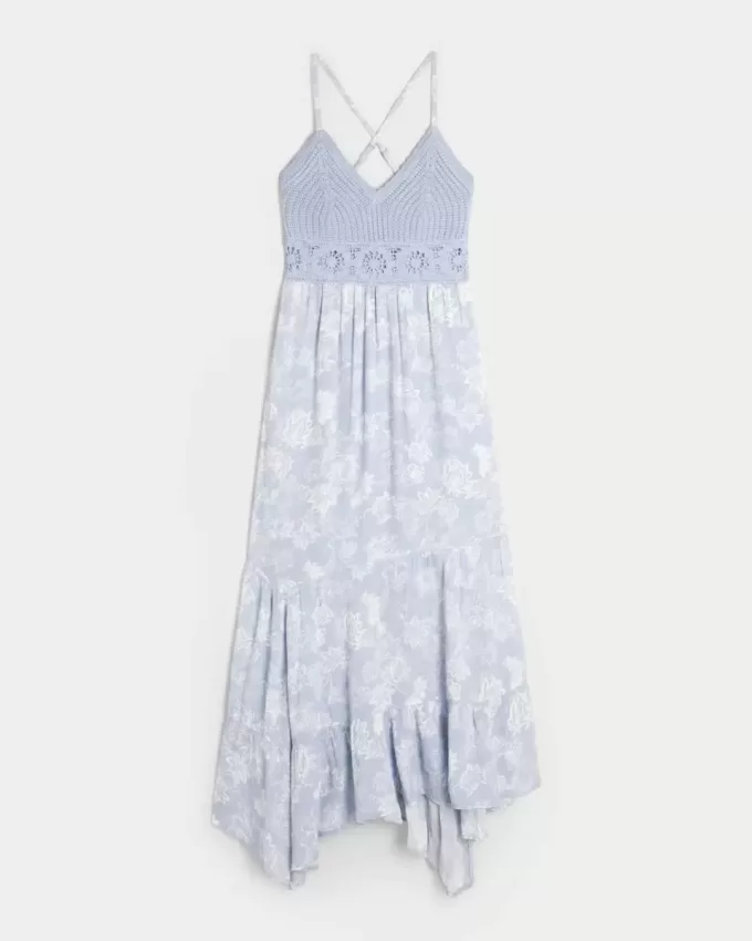 Rochie maxi cu decolteu în V, în stil croșetat Rochie maxi cu decolteu în V, în stil croșetat