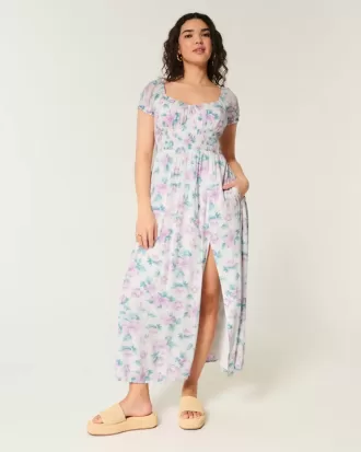 Rochie maxi cu maneca scurta, cu spatele deschis