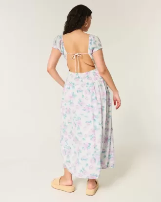 Rochie maxi cu maneca scurta, cu spatele deschis