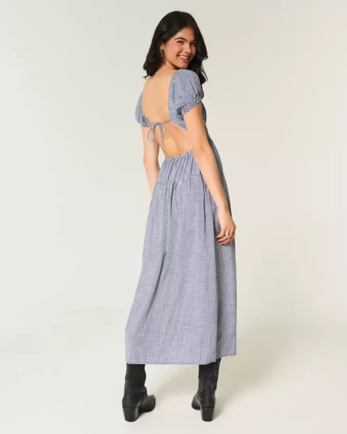 Rochie maxi cu maneca scurta, cu spatele deschis Rochie maxi cu maneca scurta, cu spatele deschis