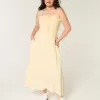 Rochie maxi cu smock fără bretele Rochie maxi cu smock fără bretele