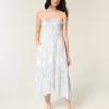 Rochie maxi cu smock fără bretele Rochie maxi cu smock fără bretele