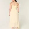 Rochie maxi cu smock fără bretele Rochie maxi cu smock fără bretele
