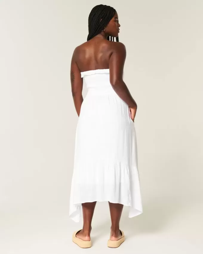 Rochie maxi cu smock fără bretele Rochie maxi cu smock fără bretele