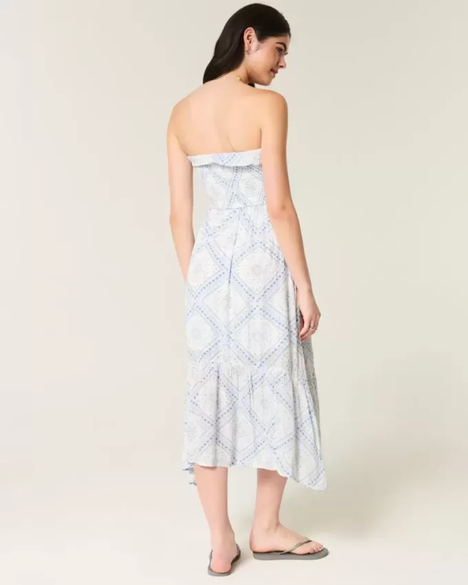 Rochie maxi cu smock fără bretele Rochie maxi cu smock fără bretele