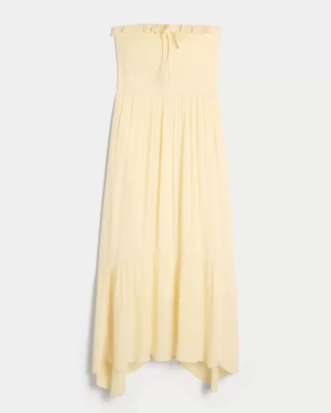 Rochie maxi cu smock fără bretele Rochie maxi cu smock fără bretele