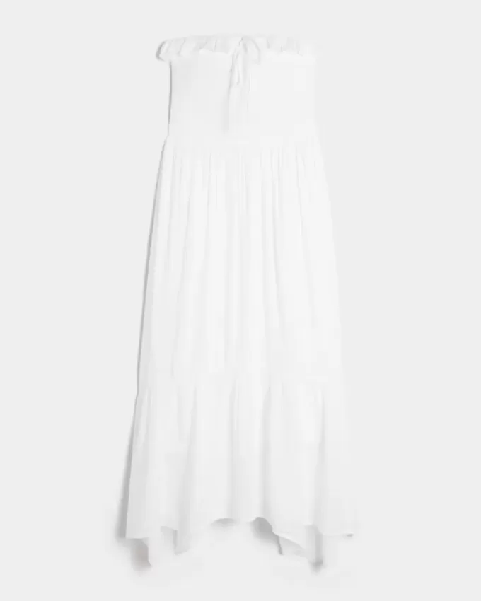 Rochie maxi cu smock fără bretele Rochie maxi cu smock fără bretele