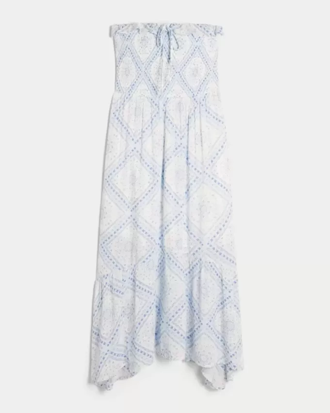 Rochie maxi cu smock fără bretele Rochie maxi cu smock fără bretele