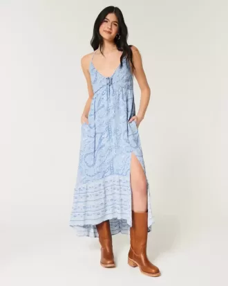 Rochie maxi cu tiv asimetric