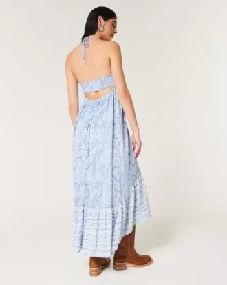 Rochie maxi cu tiv asimetric