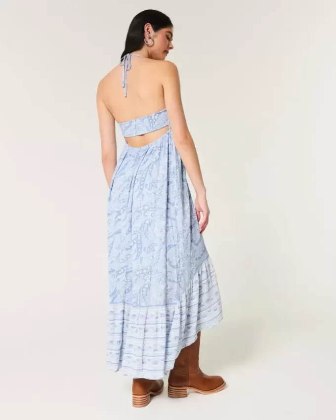 Rochie maxi cu tiv asimetric Rochie maxi cu tiv asimetric