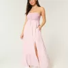 Rochie maxi, fără bretele, în stil croșetat Rochie maxi, fără bretele, în stil croșetat