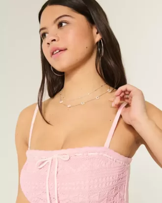 Rochie maxi, fără bretele, în stil croșetat