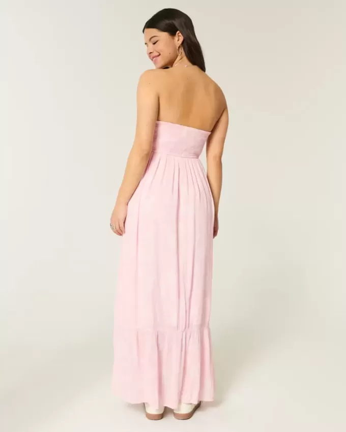 Rochie maxi, fără bretele, în stil croșetat Rochie maxi, fără bretele, în stil croșetat