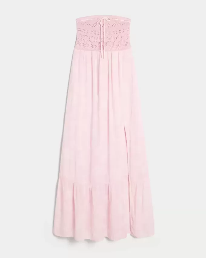 Rochie maxi, fără bretele, în stil croșetat Rochie maxi, fără bretele, în stil croșetat