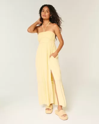 Rochie maxi împletită fără bretele