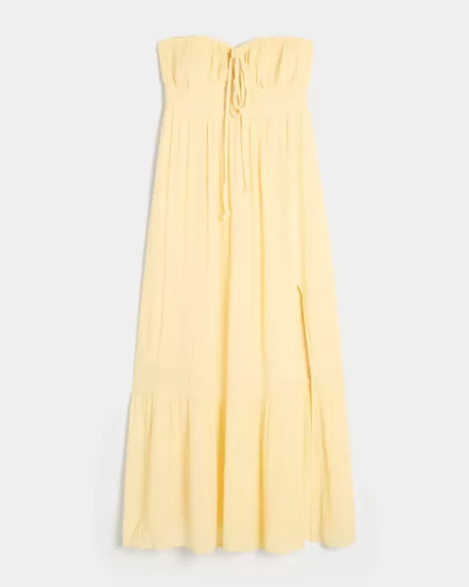 Rochie maxi împletită fără bretele Rochie maxi împletită fără bretele