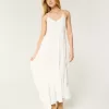 Rochie maxi în stil croșetat din țesături mixte Rochie maxi în stil croșetat din țesături mixte