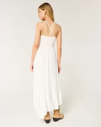 Rochie maxi în stil croșetat din țesături mixte
