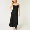 Rochie midi cu alunecare cu spatele deschis din amestec de in Rochie midi cu alunecare cu spatele deschis din amestec de in