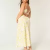 Rochie midi cu alunecare cu spatele deschis din amestec de in Rochie midi cu alunecare cu spatele deschis din amestec de in