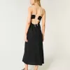 Rochie midi cu alunecare cu spatele deschis din amestec de in Rochie midi cu alunecare cu spatele deschis din amestec de in
