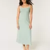 Rochie midi cu alunecare cu spatele deschis din amestec de in Rochie midi cu alunecare cu spatele deschis din amestec de in