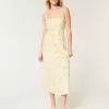 Rochie midi cu alunecare cu spatele deschis din amestec de in Rochie midi cu alunecare cu spatele deschis din amestec de in