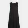 Rochie midi cu alunecare cu spatele deschis din amestec de in Rochie midi cu alunecare cu spatele deschis din amestec de in
