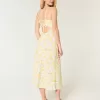 Rochie midi cu alunecare cu spatele deschis din amestec de in Rochie midi cu alunecare cu spatele deschis din amestec de in