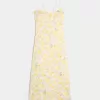 Rochie midi cu alunecare cu spatele deschis din amestec de in Rochie midi cu alunecare cu spatele deschis din amestec de in