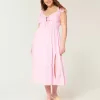 Rochie midi cu mâneci fluturate cu cravată dublă Rochie midi cu mâneci fluturate cu cravată dublă