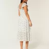Rochie midi cu mâneci fluturate cu cravată dublă Rochie midi cu mâneci fluturate cu cravată dublă