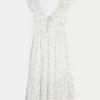 Rochie midi cu mâneci fluturate cu cravată dublă Rochie midi cu mâneci fluturate cu cravată dublă