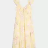 Rochie midi cu mâneci fluturate cu cravată dublă Rochie midi cu mâneci fluturate cu cravată dublă