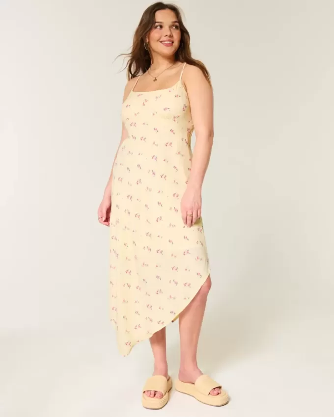 Rochie midi cu tiv asimetric Rochie midi cu tiv asimetric