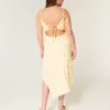 Rochie midi cu tiv asimetric Rochie midi cu tiv asimetric
